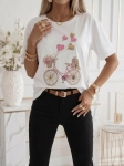 Bluzka T-shirt Agape biała oversize z aplikacją 3D Rower Różowy
