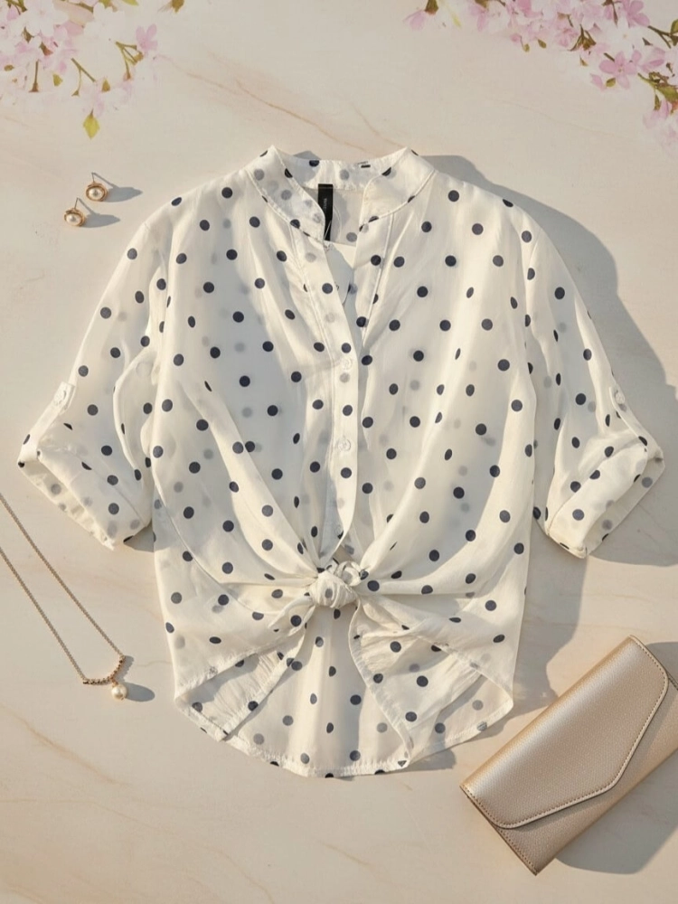 bluzka-koszulowa-dalia-dots-biala-grafitowe-kropki-mgielka-tencel-wloska-produkcja-rekaw-3-4-wiazana-lekka-damska-butik-szykownia-3