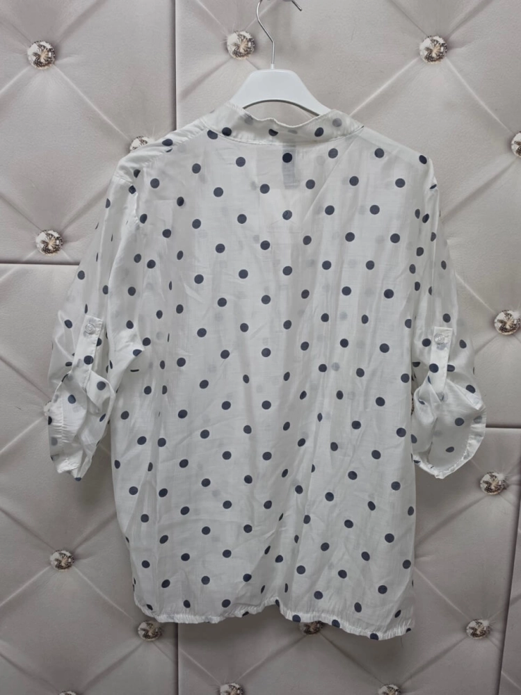 bluzka-koszulowa-dalia-dots-biala-grafitowe-kropki-mgielka-tencel-wloska-produkcja-rekaw-3-4-wiazana-lekka-damska-butik-szykownia-11