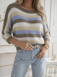 Sweter Marina pasy fango-biały-beż-błękit