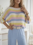 Sweter Marina pasy biały-żółty-różowy-błękit