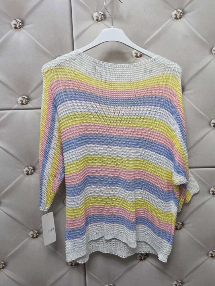 sweter-marina-pasy-biały-żółty-różowy-błękit-dekolt-lodka-kroj-nietoperz-rekaw-3-4-lekki-damski-akryl-wiosna-lato-butik-szykownia-9