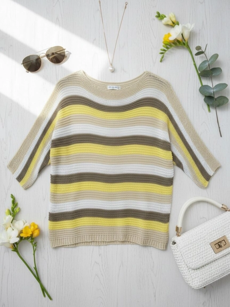 sweter-marina-pasy-beżowy-biały-fango-żółty-dekolt-lodka-kroj-nietoperz-rekaw-3-4-lekki-damski-akryl-wiosna-lato-butik-szykownia-4