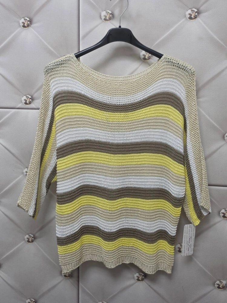 sweter-marina-pasy-beżowy-biały-fango-żółty-dekolt-lodka-kroj-nietoperz-rekaw-3-4-lekki-damski-akryl-wiosna-lato-butik-szykownia-7