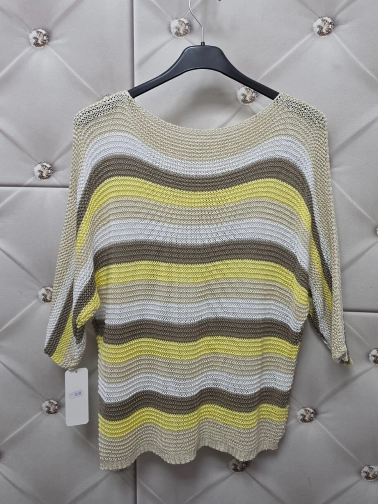 sweter-marina-pasy-beżowy-biały-fango-żółty-dekolt-lodka-kroj-nietoperz-rekaw-3-4-lekki-damski-akryl-wiosna-lato-butik-szykownia-9