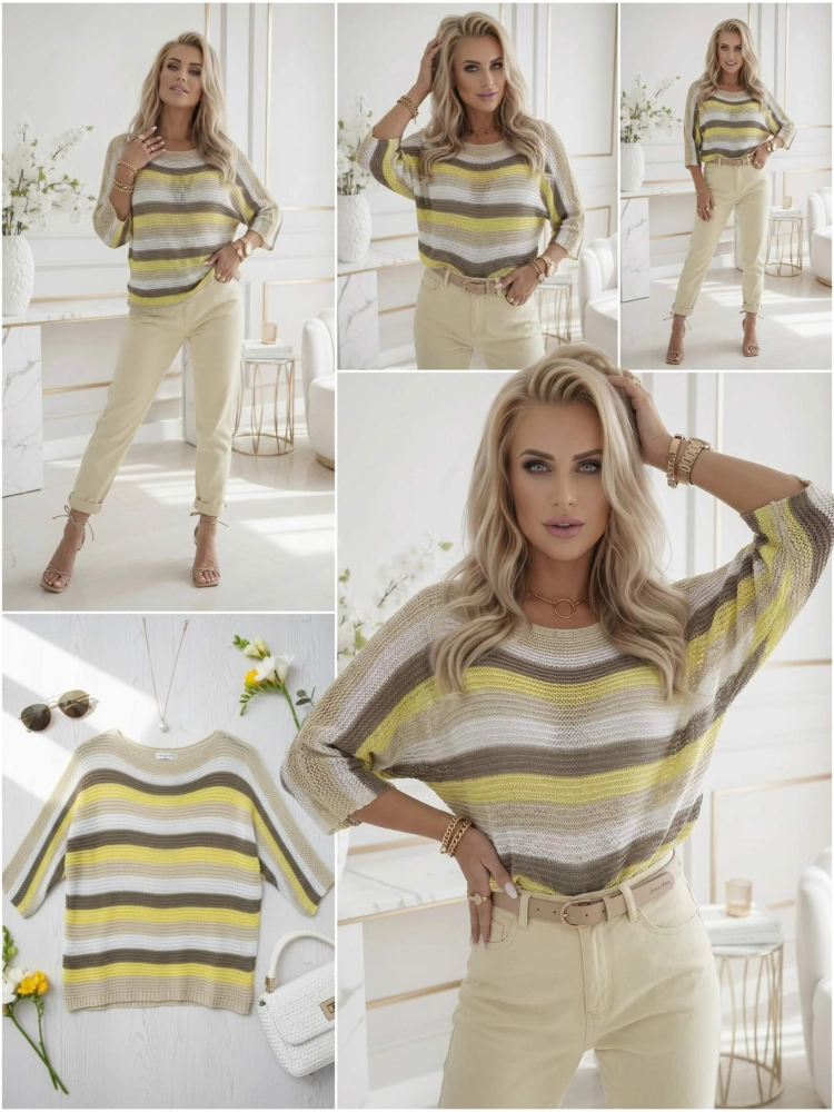 sweter-marina-pasy-beżowy-biały-fango-żółty-dekolt-lodka-kroj-nietoperz-rekaw-3-4-lekki-damski-akryl-wiosna-lato-butik-szykownia-10