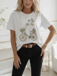 Bluzka T-shirt Agape biała oversize z aplikacją 3D Rower Khaki