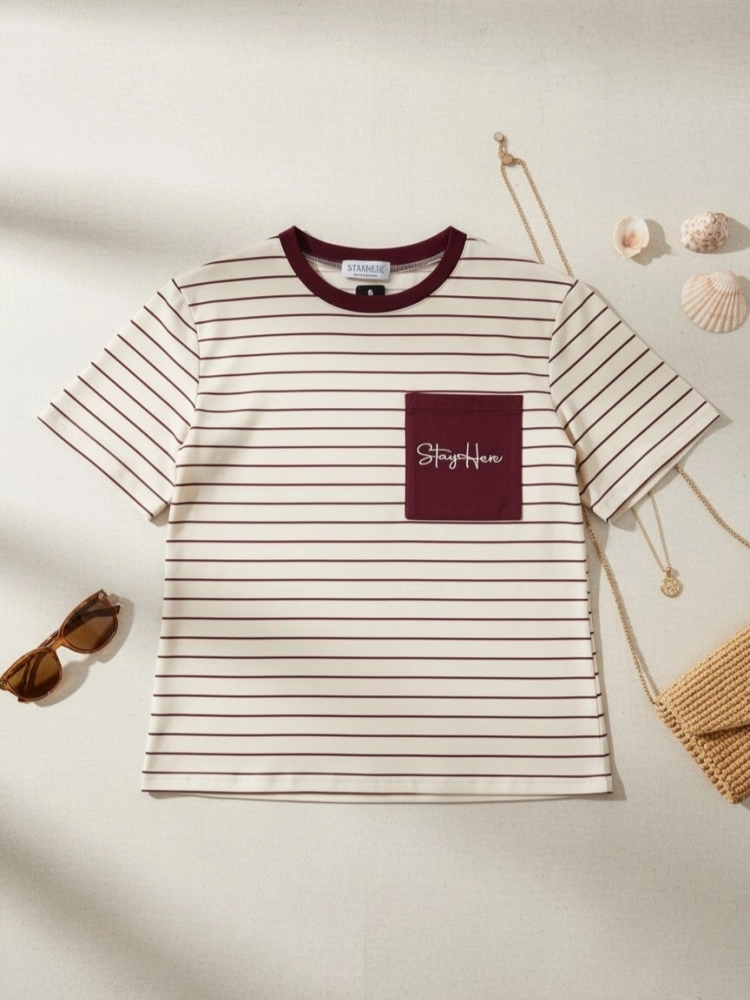 bluzka-tshirt-stayhere-paski-budyniowo-waniliowe-bordowe-kieszonka-bawelna-elastan-codzienna-model-7B-butik-szykownia-13