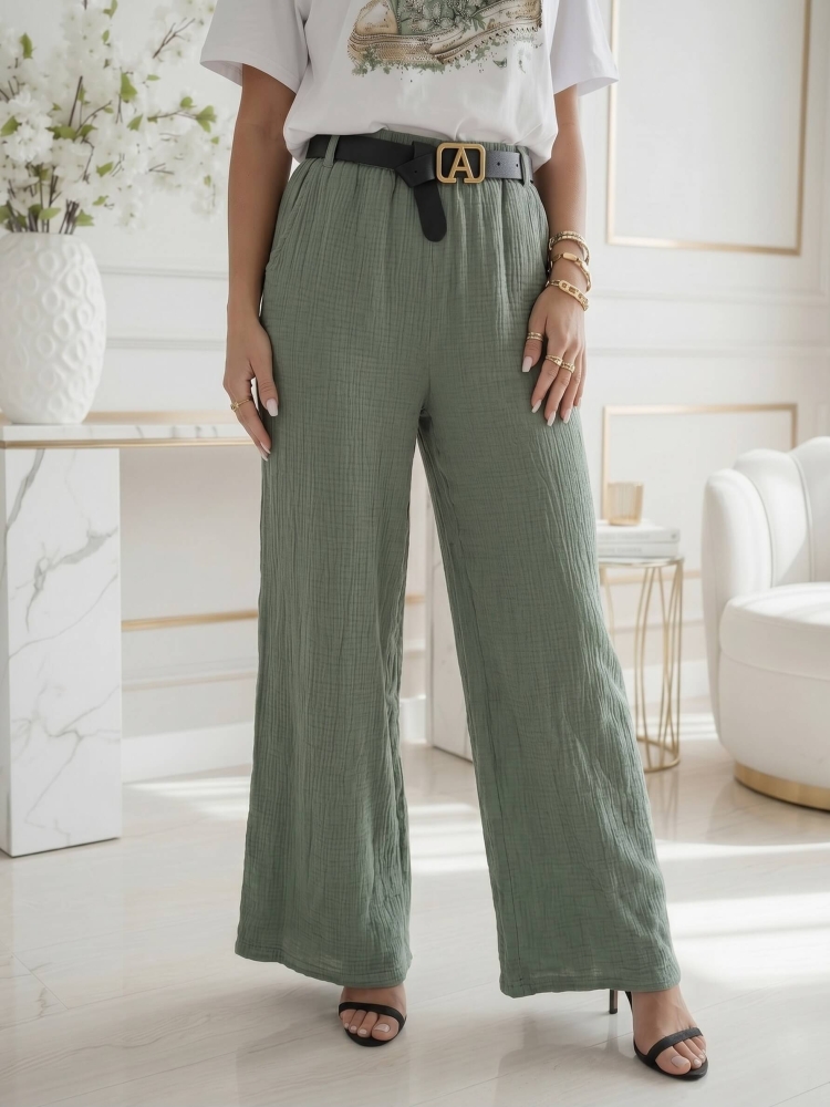 spodnie-luna-comfort-muslinowe-zielony-khaki-z-paskiem-szeroka-nogawka-guma-w-pasie-bawelna-letnie-przewiewne-butik-szykownia-1