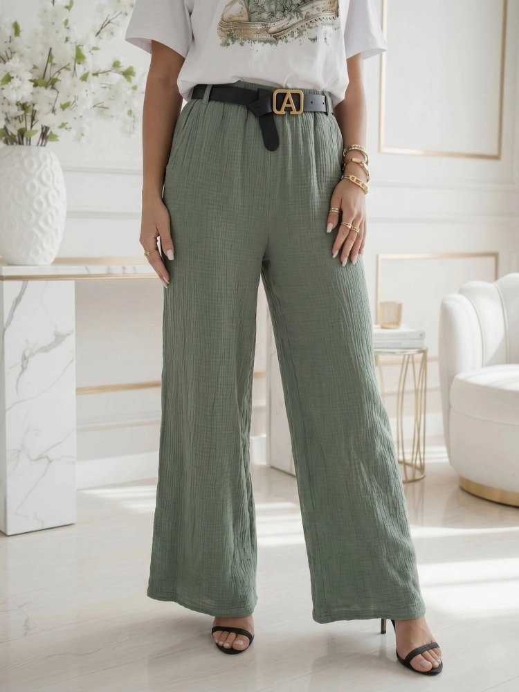 spodnie-luna-comfort-muslinowe-zielony-khaki-z-paskiem-szeroka-nogawka-guma-w-pasie-bawelna-letnie-przewiewne-butik-szykownia-1