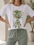 Bluzka T-shirt Agape biała oversize z aplikacją 3D Balony Zielone