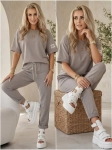 Komplet Dresowy Nuvella BEŻOWY oversize z krótkim rękawem