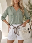 Bluzka Safari KHAKI z kieszonkami