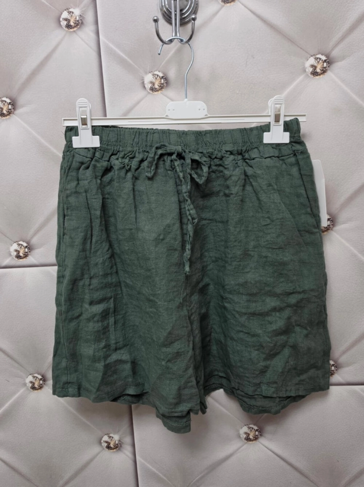 spodenki-lario-zielone-khaki-ciemne-lniane-kieszenie-gumka-w-pasie-troczek-len-bawelna-letnie-spodenki-damskie-butik-szykownia-7