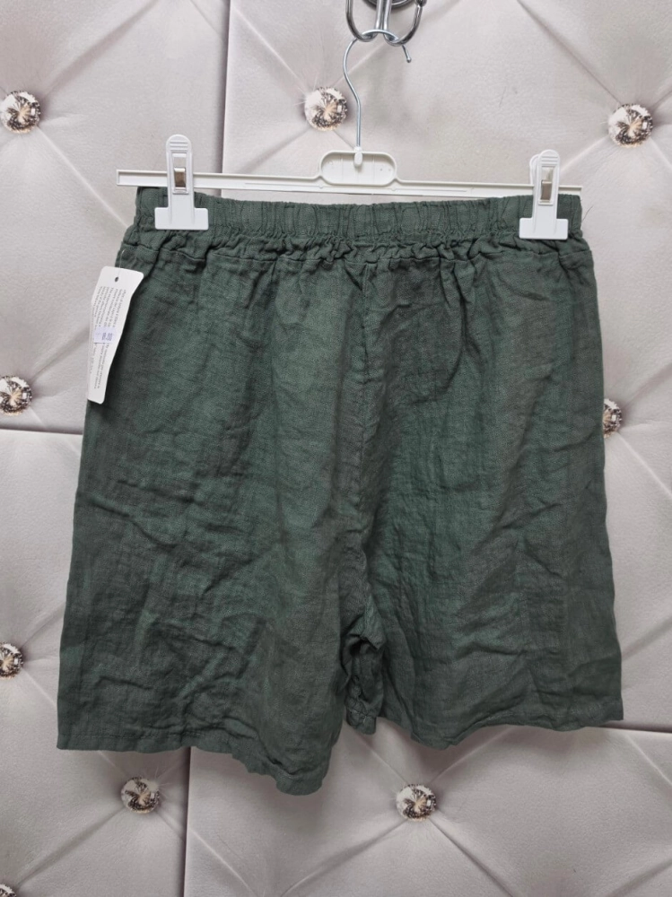 spodenki-lario-zielone-khaki-ciemne-lniane-kieszenie-gumka-w-pasie-troczek-len-bawelna-letnie-spodenki-damskie-butik-szykownia-8