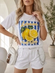 T-shirt StayHere SeaFood BIAŁY z letnim nadrukiem Lemon