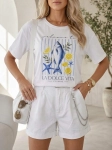 T-shirt StayHere SeaFood BIAŁY z letnim nadrukiem Fish