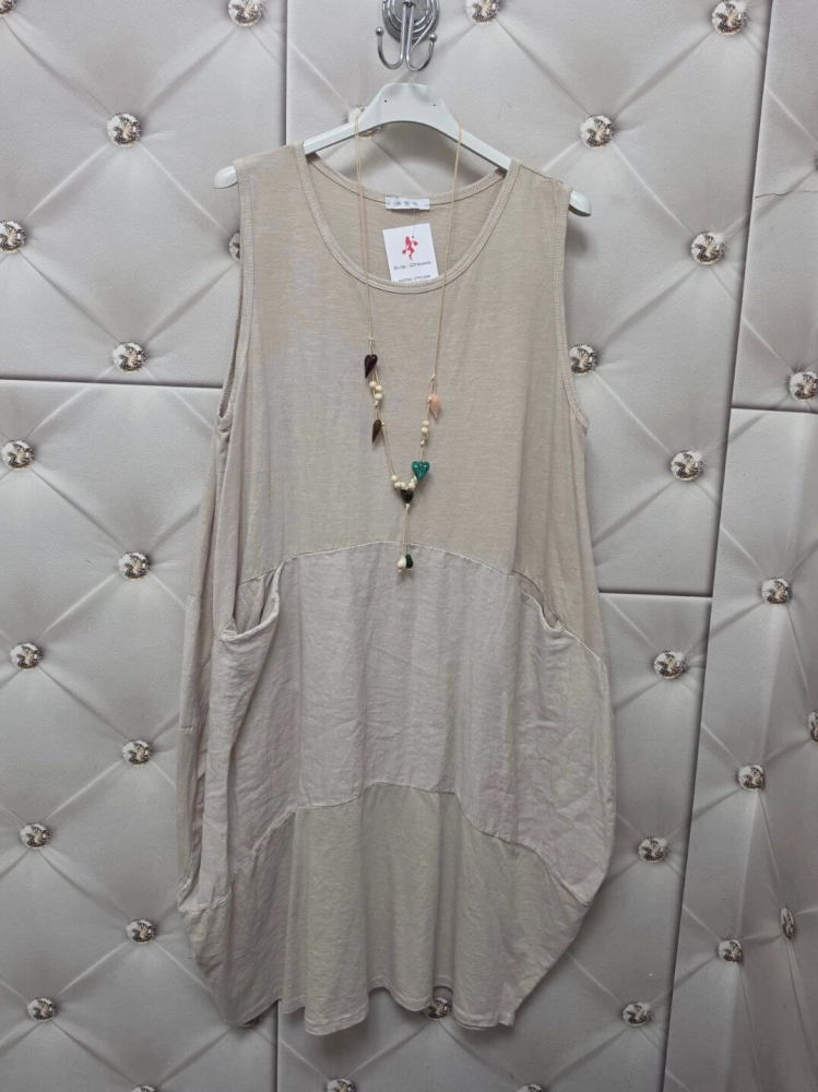sukienka-bellaria-jasny-bez-bawelniano-lniana-bombka-oversize-kieszenie-lniana-wstawka-naszyjnik-butik-szykownia-8