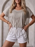 Bluzka Fringe Flow Jasny Beż – oversize z efektownymi frędzlami | Premium Bawełna
